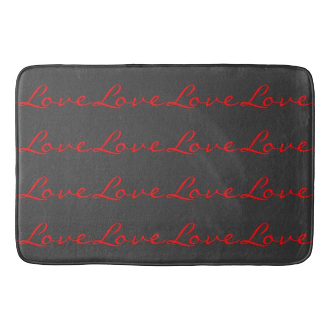 Tapis De Bain Calligraphie grise rouge tendance Mariage Amour (Devant)