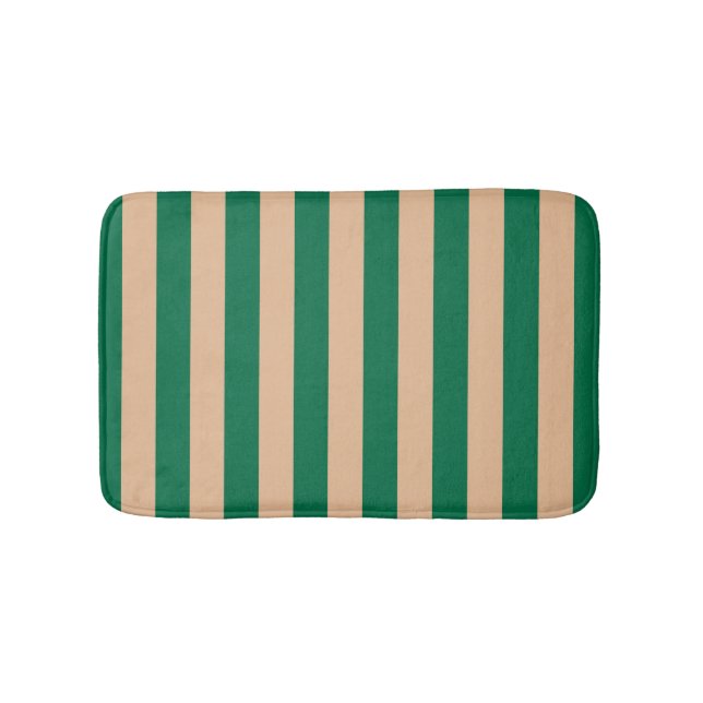 Tapis De Bain Camel Beige & Classic Green Stripe (Devant)
