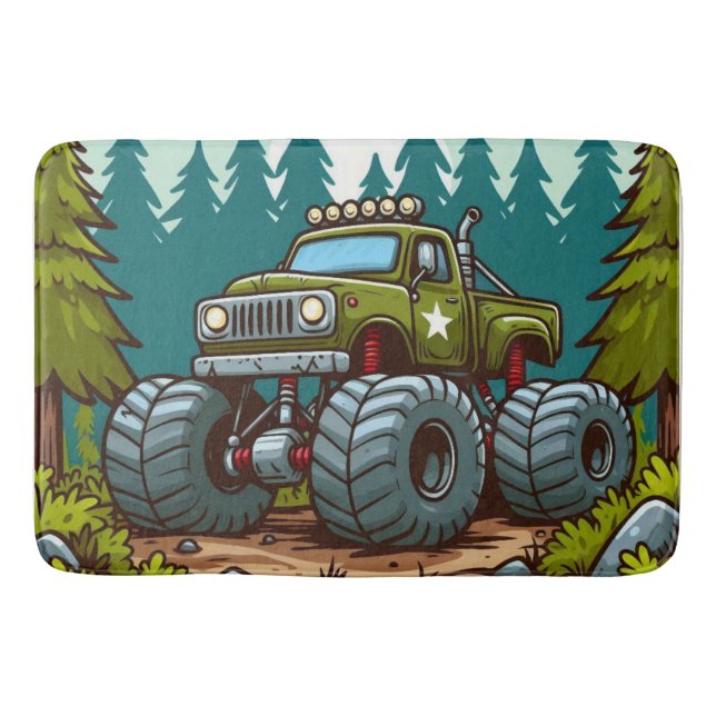 Tapis De Bain Camion Monster Vert dans la forêt (Devant)