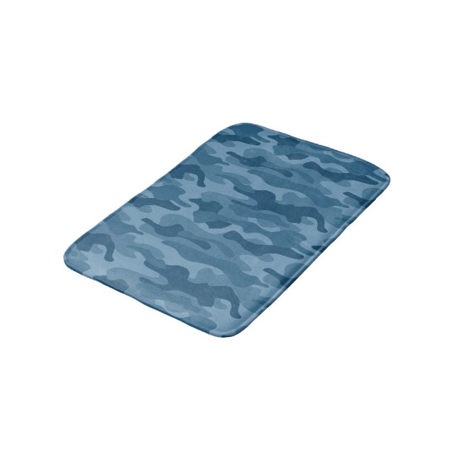 Tapis De Bain Camo Monocolore Bleu Acier (Angle)