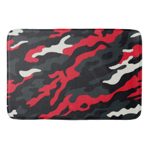 Tapis De Bain Camouflage blanc gris rouge Motif Camo