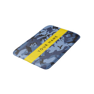 Tapis De Bain Camouflage Bleu Marine Personnalisez votre nom