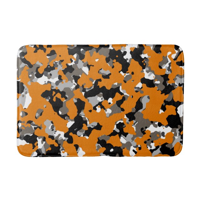 Tapis De Bain Camouflage noir gris orange Tan (Devant)