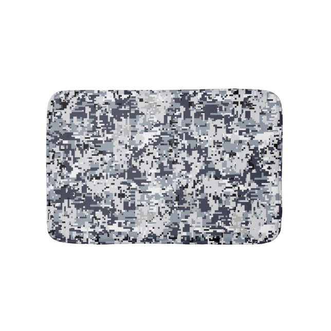 Tapis De Bain Camouflage numérique gris argent à l'esprit urbain (Devant)