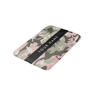 Tapis De Bain Camouflage Rose et Vert Personnalisez votre nom