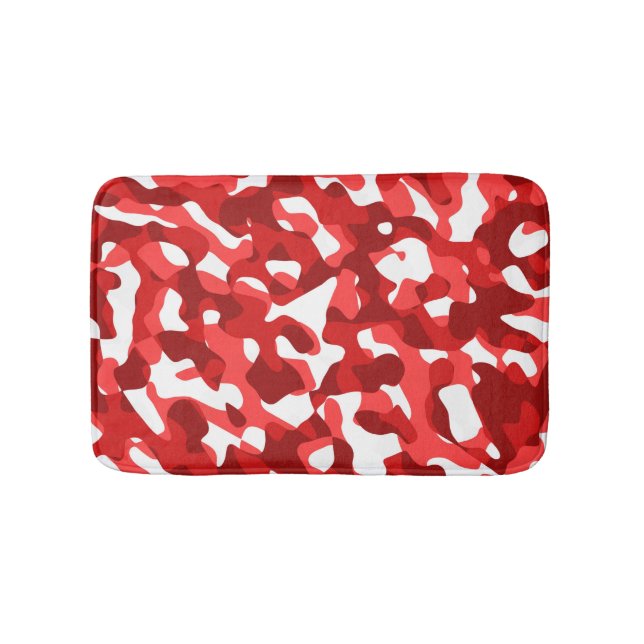 Tapis De Bain Camouflage rouge et blanc Motif d'impression (Devant)