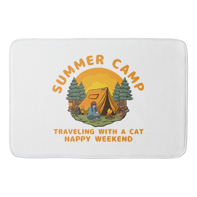Tapis De Bain Camp d'été en voyage avec un chat (Devant)