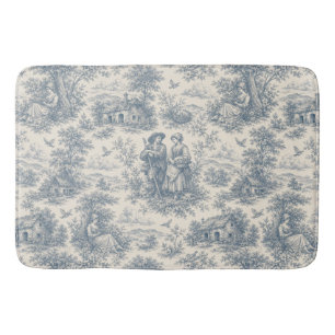 Tapis De Bain Campagne française romantique Toile en bleu poussi