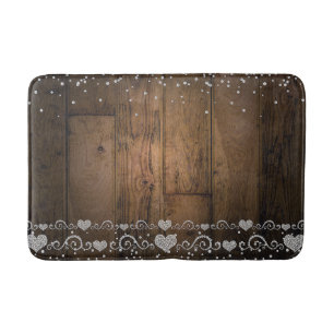 Tapis De Bain Campagne Rustique Bois Glam Diamants Diamant Étinc