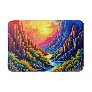 Tapis De Bain Canyon de la rivière au coucher du soleil Art
