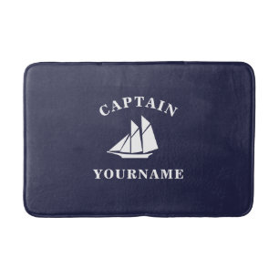 Tapis De Bain Capitaine avec votre nom Bateau à voile Mat Nauti
