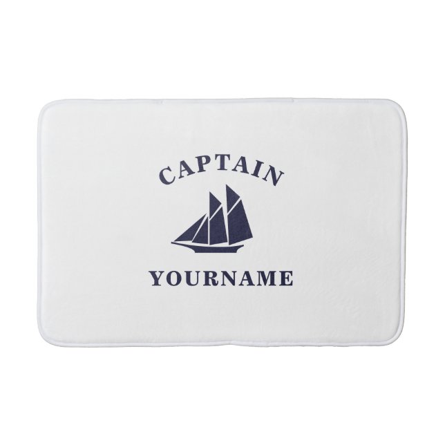 Tapis De Bain Capitaine avec votre nom Bateau à voile Mat Nautiq (Devant)
