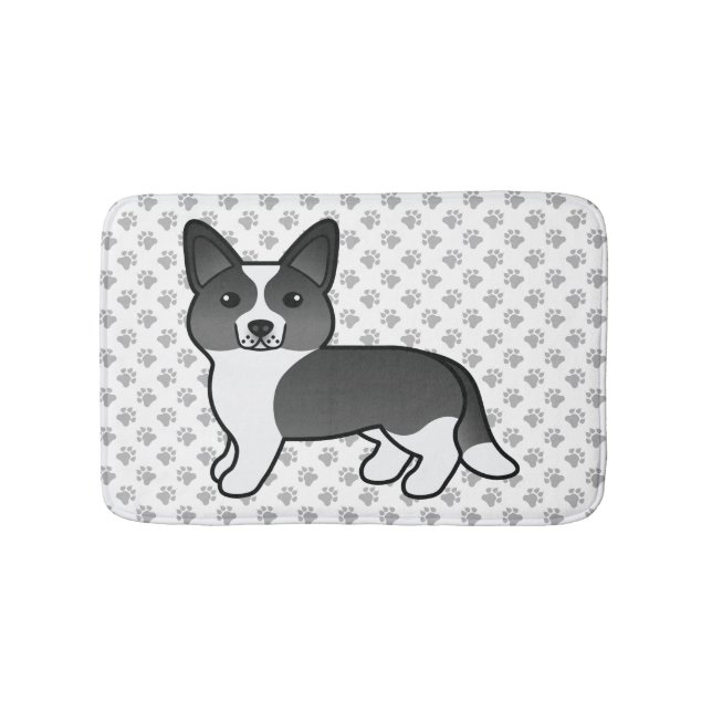 Tapis De Bain Cardigan noir et blanc Corgi Welsh Cartog (Devant)