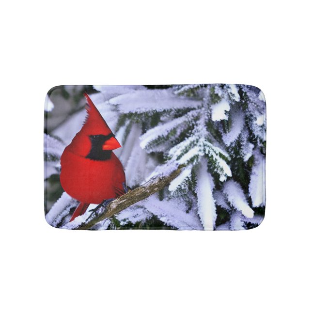 Tapis De Bain Cardinal rouge d'hiver (Devant)