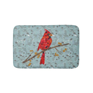 Tapis De Bain Cardinal rouge, l'oiseau de Noël