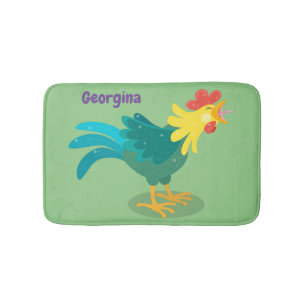 Tapis De Bain Caricature amusante du coq à rames
