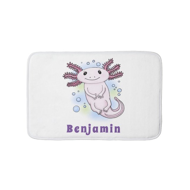 Tapis De Bain Caricature axolotl rose adorable (Devant)