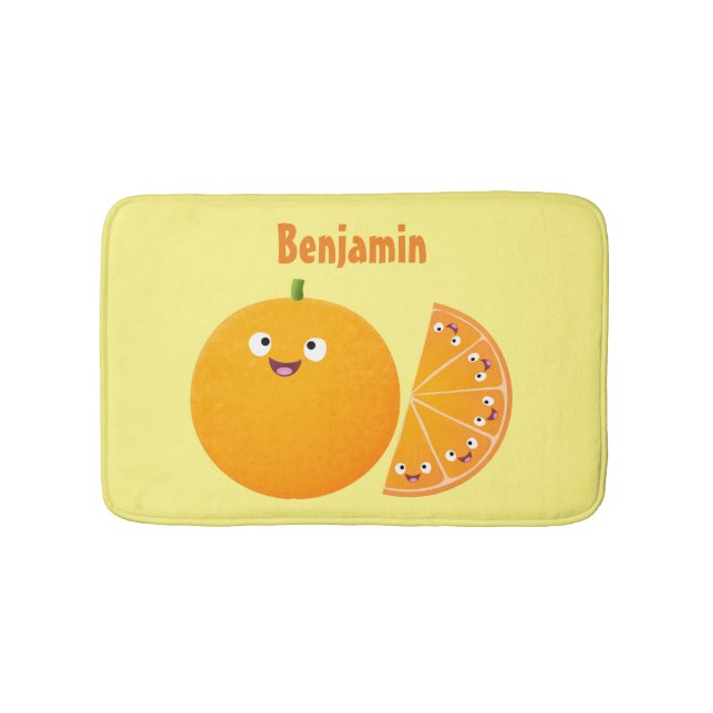 Tapis De Bain Caricature d'agrumes d'orange (Devant)
