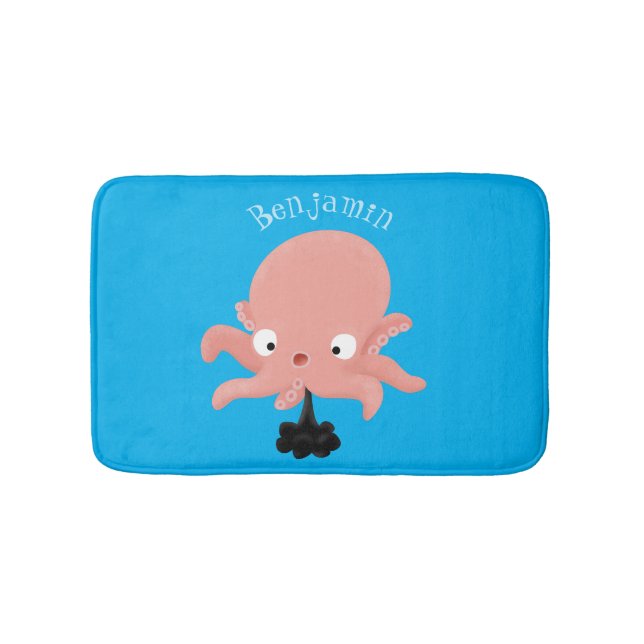 Tapis De Bain Caricature de bébé pieuvre rose mignonne humour (Devant)