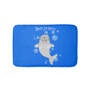Tapis De Bain Caricature de bulles de narval joyeux
