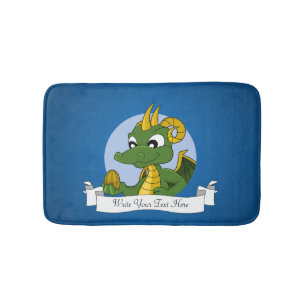 Tapis De Bain Caricature de dragon vert