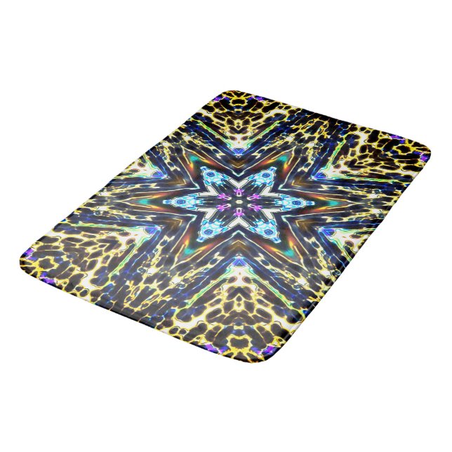 Tapis De Bain Caricature de fleurs de kaléidoscope entourée de b (Angle)