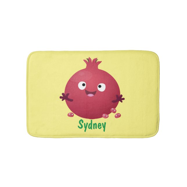 Tapis De Bain Caricature de fruits à la grenade joyeux (Devant)