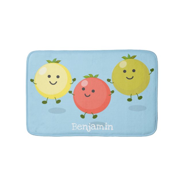 Tapis De Bain Caricature de tomates cerises mûres (Devant)