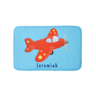Tapis De Bain Caricature de vol d'avion rouge mignon