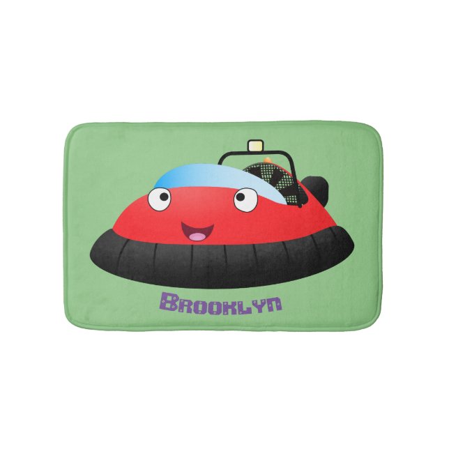 Tapis De Bain Caricature d'hovercraft rouge joyeux (Devant)
