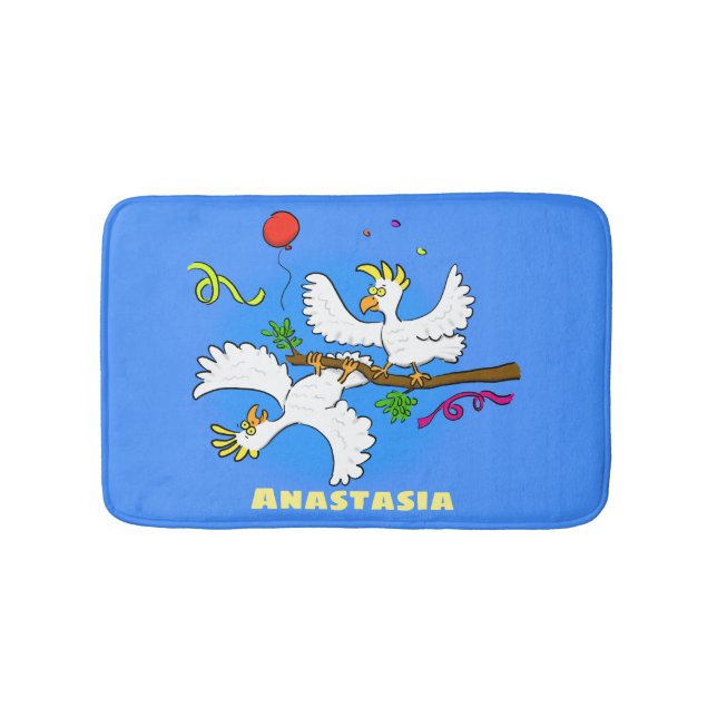 Tapis De Bain Caricature d'oiseaux de cockatoo amusante (Devant)