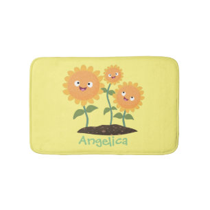 Tapis De Bain Caricature joli tournesol souriant illustration