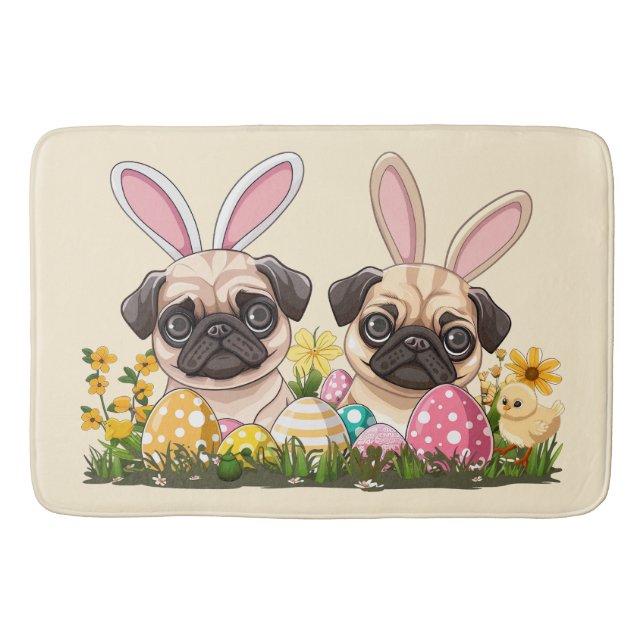 Tapis De Bain Carlin de Pâques Chiens Lapin Oreilles (Devant)
