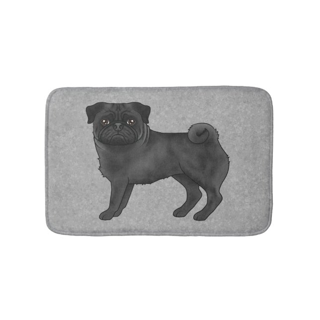 Tapis De Bain Carlin noir Mops race Chien Dessin Illustration Gr (Devant)
