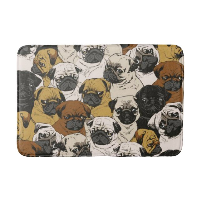 Tapis De Bain Carlins Grumpy / Drôle mignon Chiens Carlin Chiens (Devant)