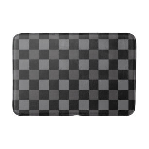 Tapis De Bain Carré à carreaux noir et gris