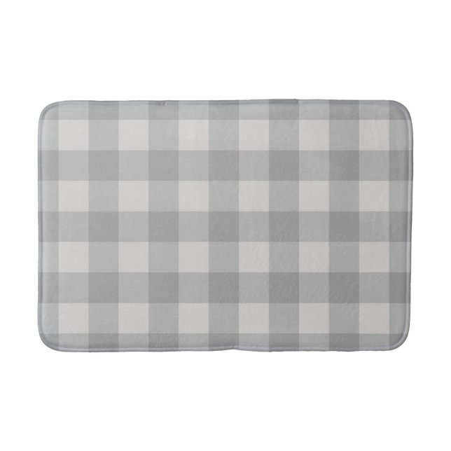 Tapis De Bain Carré Vichy Gris Bleu Rustique (Devant)
