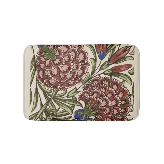 Tapis De Bain Carreau de fleur d'œillet Art antique rustique De  (Devant)