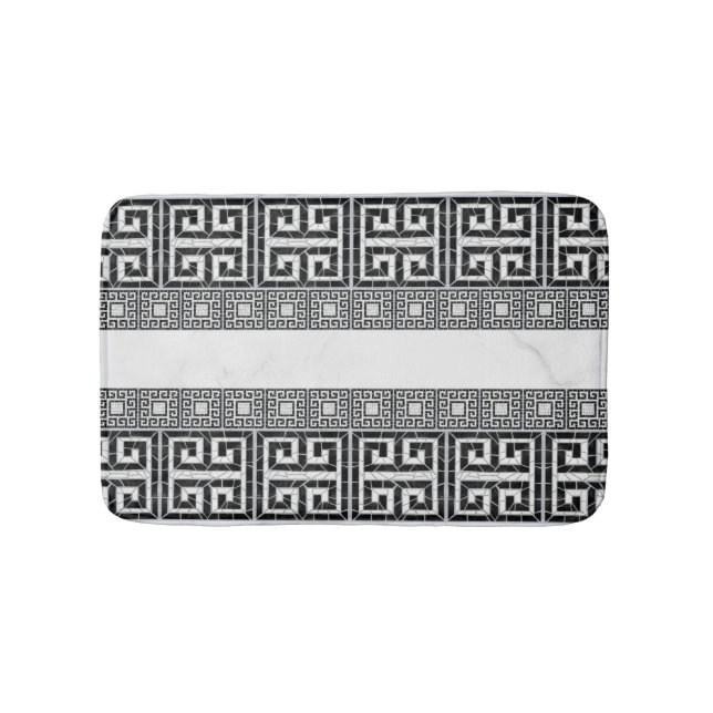 Tapis De Bain Carreaux brisés grecs mosaïque marbre noir (Devant)