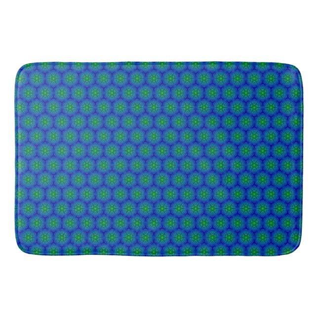 Tapis De Bain Carreaux de mosaïque Bleu et Mat de bain vert (Devant)