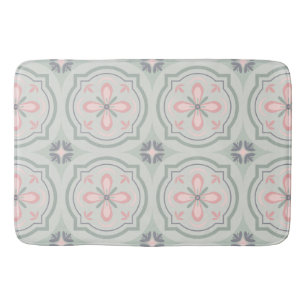 Tapis De Bain Carreaux Floraux Pastel Verts