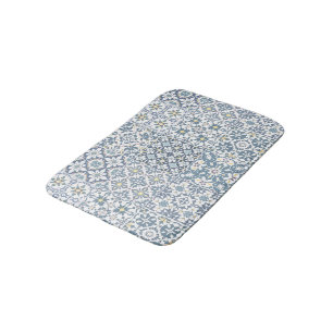 Tapis De Bain Carreaux Méditerranéens, Marocains, Majolique, Azu