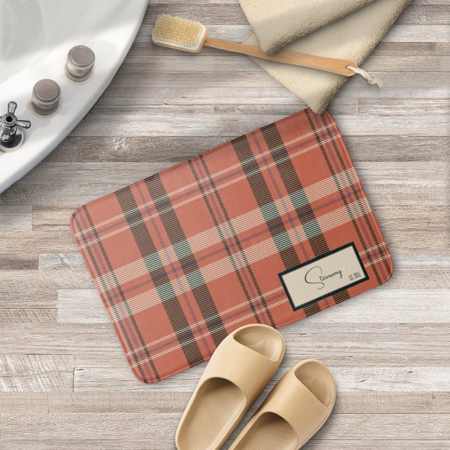 Tapis de bain carreaux moderne corail (Créateur téléchargé)