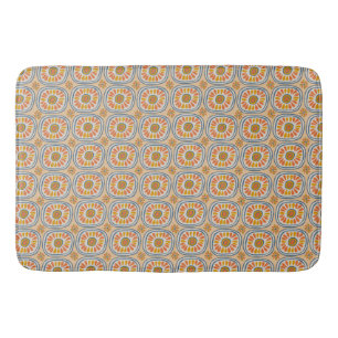 Tapis De Bain Carreaux ronds rétro Mexique Motif marguerite bleu
