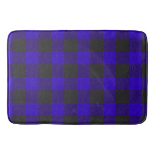 Tapis De Bain Carreaux Royal Bleu Noir Buffalo