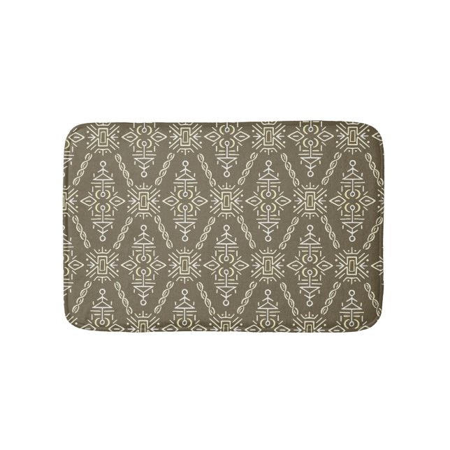 Tapis De Bain Carrelage Boho Tirée À Main Ethnique (Devant)