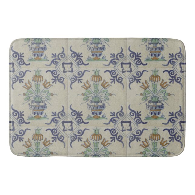 Tapis De Bain Carrelage Delft Antique Pot de Fleur Céramique (Devant)