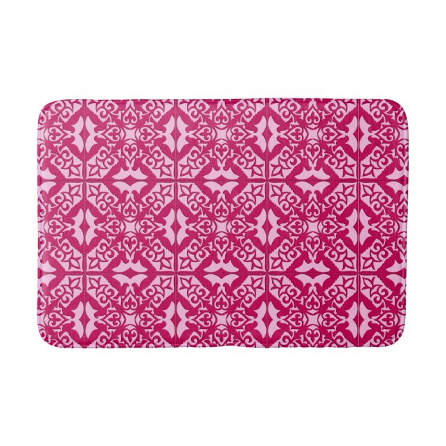 Tapis De Bain Carrelage marocain Motif, Fuchsia et Pastel Pink (Devant)