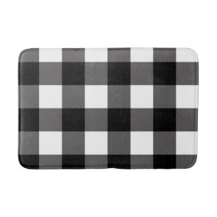 Tapis De Bain Carrés à damier noir et blanc en vichy buffalo