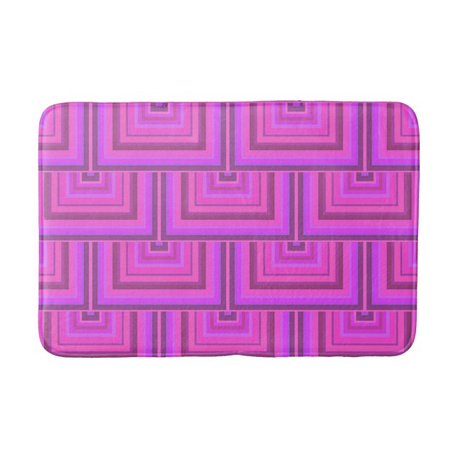 Tapis De Bain Carrés à rayures roses motif (Devant)